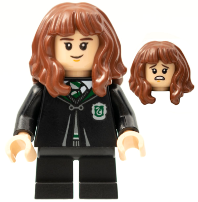 Display of LEGO Harry Potter Hermione Granger, Slytherin Robe