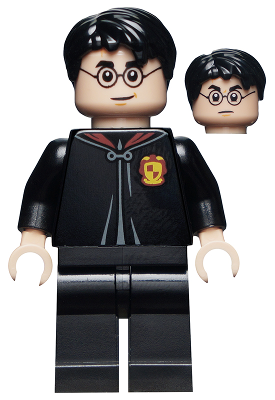 Display of LEGO Harry Potter Harry Potter, Gryffindor Robe Clasped Closed, Black Legs