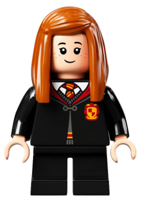 Display of LEGO Harry Potter Ginny Weasley, Gryffindor Robe, Short Legs