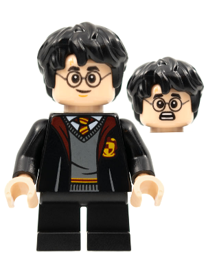 Display of LEGO Harry Potter Harry Potter, Gryffindor Robe Open, Sweater, Shirt and Tie, Black Short Legs