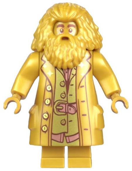 Display of LEGO Harry Potter Rubeus Hagrid, 20th Anniversary Pearl Gold