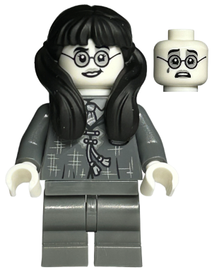 This LEGO minifigure is called, Moaning Myrtle, Dark Bluish Gray Robe *Includes stand from 76404. It's minifig ID is hp372.