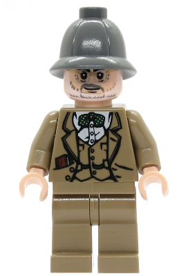 This LEGO minifigure is called, Henry Jones Sr., Dark Bluish Gray Pith Helmet . It's minifig ID is iaj002.