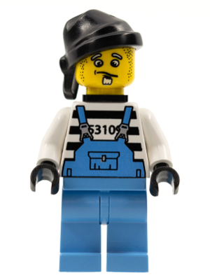 Display of LEGO Island Xtreme Stunts Xtreme Stunts Brickster Henchman with Medium Blue Overalls #1 with Neck Bracket