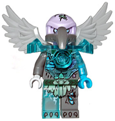 This LEGO minifigure is called, Vornon, Trans-Light Blue Heavy Armor . It's minifig ID is loc088.