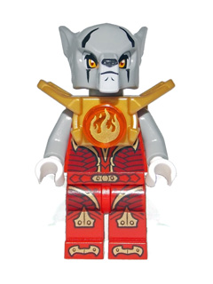 This LEGO minifigure is called, Worriz, Fire Chi, Armor . It's minifig ID is loc089.