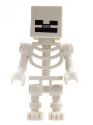 This LEGO minifigure is called, Skeleton with Cube Skull . It's minifig ID is min011.