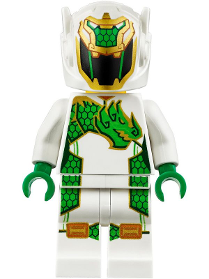 Display of LEGO Monkie Kid Mei, Dragon Armor Suit, Helmet