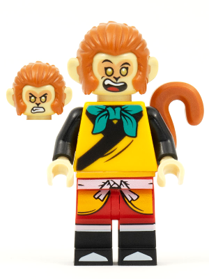 Display of LEGO Monkie Kid Monkey King, Bright Light Orange Tunic
