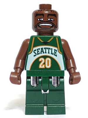 This LEGO minifigure is called, NBA Gary Payton, Seattle SuperSonics #20 . It's minifig ID is nba009.