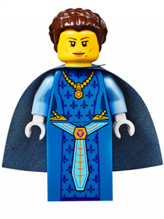 This LEGO minifigure is called, Queen Halbert, Dark Blue Cape . It's minifig ID is nex018.