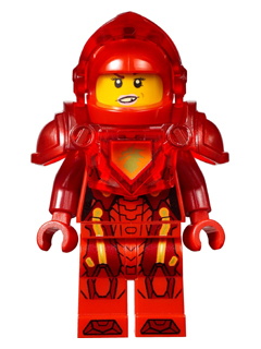 This LEGO minifigure is called, Macy Halbert, Trans-Red Visor and Armor (Ultimate Macy) . It's minifig ID is nex031.