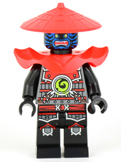 This LEGO minifigure is called, Stone Army Swordsman, Blue Face . It's minifig ID is njo077.