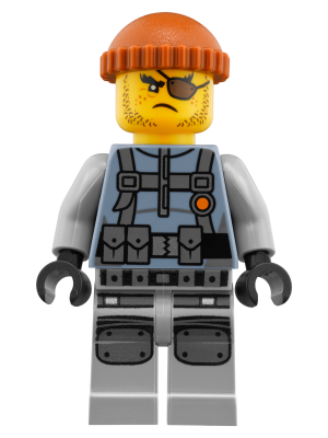 This LEGO minifigure is called, Shark Army Thug, Large Knee Plates . It's minifig ID is njo356.