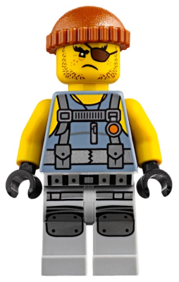 This LEGO minifigure is called, Shark Army Thug, Tank Top, Large Knee Plates . It's minifig ID is njo380.