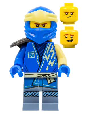 This LEGO minifigure is called, Jay, Core, Shoulder Pad . It's minifig ID is njo722.