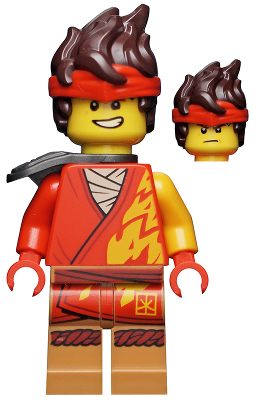 This LEGO minifigure is called, Kai, Core, Hair, Shoulder Pad . It's minifig ID is njo739.