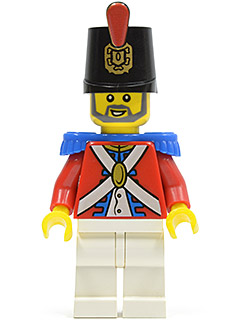 This LEGO minifigure is called, Imperial Soldier II, Shako Hat Printed, Gray Beard . It's minifig ID is pi118.