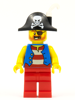 This LEGO minifigure is called, Pirate Captain, White Plume Feather . It's minifig ID is pi180.