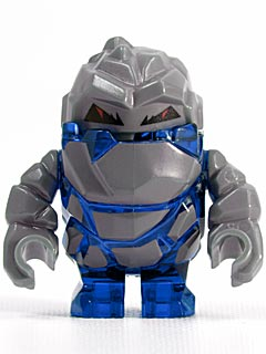 This LEGO minifigure is called, Rock Monster, Glaciator (Trans-Dark Blue) . It's minifig ID is pm004.