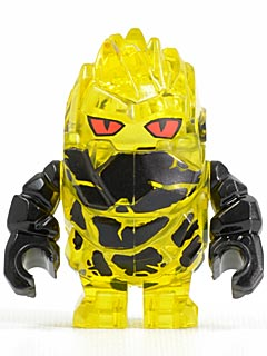 This LEGO minifigure is called, Rock Monster, Combustix (Trans-Yellow) . It's minifig ID is pm023.