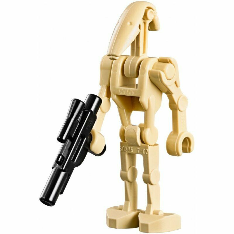 This LEGO minifigure is called, Battle Droid with One Straight Arm with blaster. It's minifig ID is sw0001c.