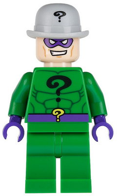 This LEGO minifigure is called, The Riddler, Bowler Hat . It's minifig ID is sh008.