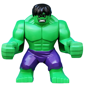 This LEGO minifigure is called, Hulk with Black Hair and Dark Purple Pants . It's minifig ID is sh095.