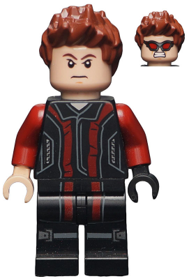 Display of LEGO Super Heroes Hawkeye, Black and Dark Red Suit
