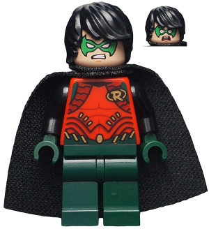 Display of LEGO Super Heroes Robin, Dark Green Legs