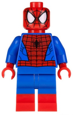 Display of LEGO Super Heroes Spider-Man, Black Web Pattern, Red Boots