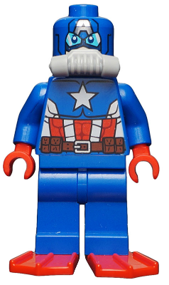 This LEGO minifigure is called, Scuba Captain America . It's minifig ID is sh214.