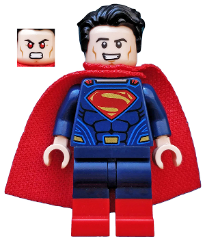 This LEGO minifigure is called, Superman, Dark Blue Suit, Tousled Hair, Red Boots . It's minifig ID is sh220.