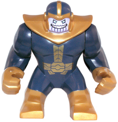 This LEGO minifigure is called, Thanos, Large Figure, Dark Blue and Pearl Gold Arms, Outfit, and Helmet *with feet boosters. It's minifig ID is sh230.