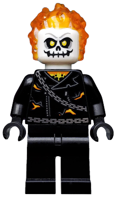 Display of LEGO Super Heroes Ghost Rider, Johnathon 'Johnny' Blaze, White Head