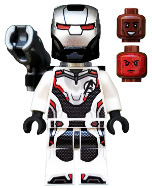 Display of LEGO Super Heroes War Machine, White Jumpsuit with Shooter