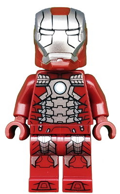 This LEGO minifigure is called, Iron Man Mark 5 Armor (Trans-Clear Head) . It's minifig ID is sh566.