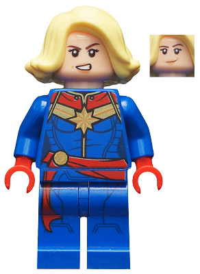 Display of LEGO Super Heroes Captain Marvel, Bright Light Yellow Hair