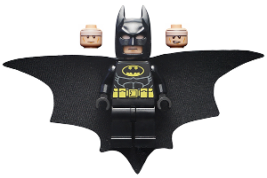 Display of LEGO Super Heroes Batman, Black Suit with Yellow Belt and Crest (Type 2 Cowl, Outstretched Cape)