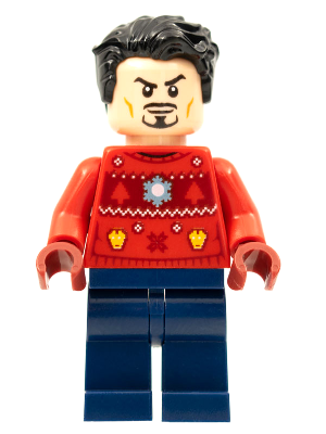 Display of LEGO Super Heroes Tony Stark, Christmas Sweater