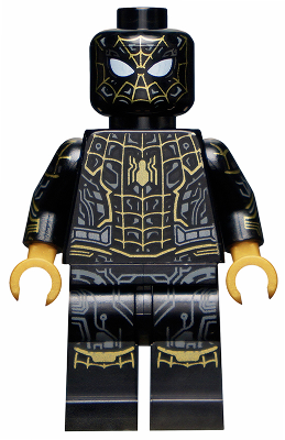 Display of LEGO Super Heroes Spider-Man, Black and Gold Suit