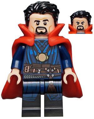 Display of LEGO Super Heroes Doctor Strange, Plastic Cape, Medallion