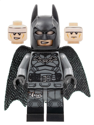 Display of LEGO Super Heroes Batman, Dark Bluish Gray Suit, Black Belt, Black Hands, Spongy Cape with 1 Hole, Black Boots