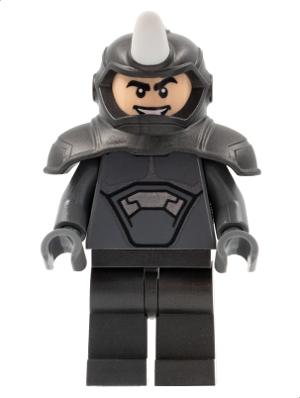 This LEGO minifigure is called, Rhino, Shoulder Armor . It's minifig ID is sh795.