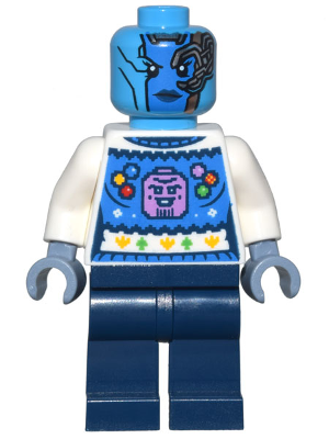 This LEGO minifigure is called, Nebula, Holiday Sweater *Includes Gift from 76231. It's minifig ID is sh835.
