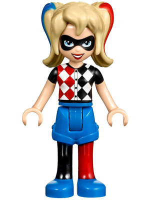 Display of LEGO DC Super Hero Girls Harley Quinn, Blue Shorts