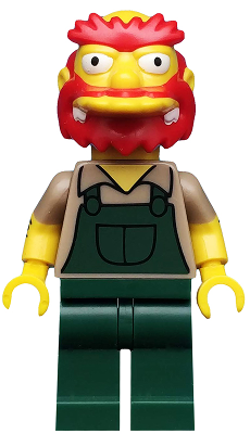 This LEGO minifigure is called, Groundskeeper Willie, The Simpsons, Series 2 (Minifigure Only without Stand and Accessories) . It's minifig ID is sim039.