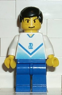 Display of LEGO Sports Soccer Player White & Blue Team with shirt  #2