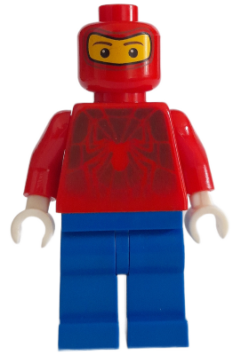 This LEGO minifigure is called, Spider-Man 2, Balaclava Face *Bite marks on back of head, scratches on back of torso. It's minifig ID is spd012.