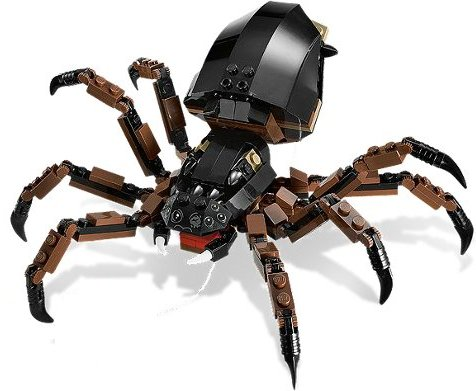 Display of LEGO part no. spider03 which is a n/a Spider, The Lord of the Rings (Shelob), Brick Built 